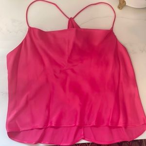 Zara Satin Hot Pink Tank Top Open Back M